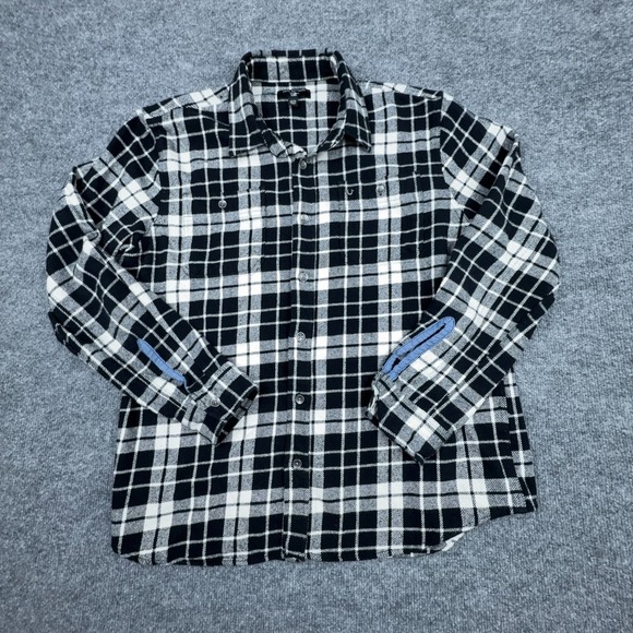 True Religion Plaid Flannel Shirt Men's XL Black Button Up Long Sleeve - Picture 1 of 9